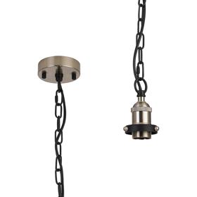 D1022SN  Dreifa Curved Single Pendant (FRAME ONLY), 1 x E27, Satin Nickel/Black (Maximum Load 5kg)